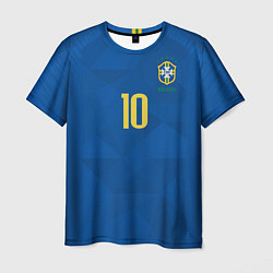 Футболка мужская Сборная Бразилии: Неймар ЧМ-2018 гостевая, цвет: 3D-принт