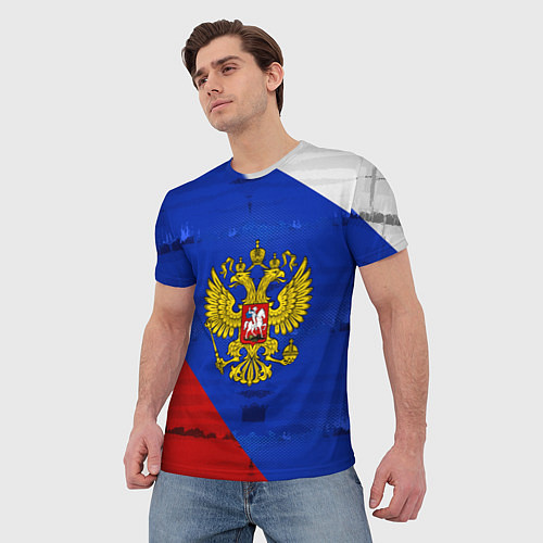 Мужская футболка Россия: триколор / 3D-принт – фото 3