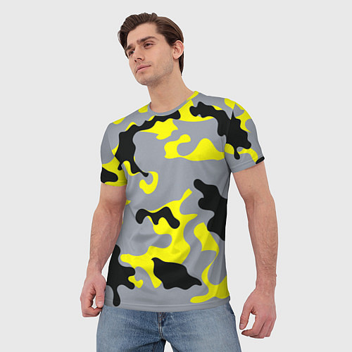 Мужская футболка Yellow & Grey Camouflage / 3D-принт – фото 3