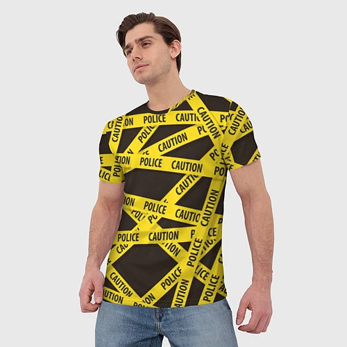 Мужская футболка Police Caution / 3D-принт – фото 3