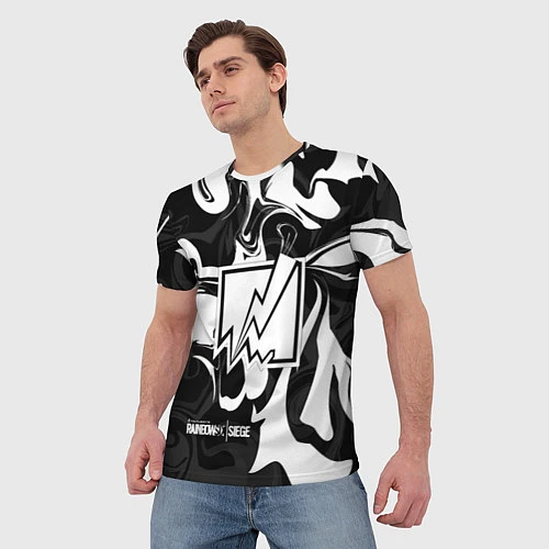Мужская футболка Rainbow Six: Black & White / 3D-принт – фото 3
