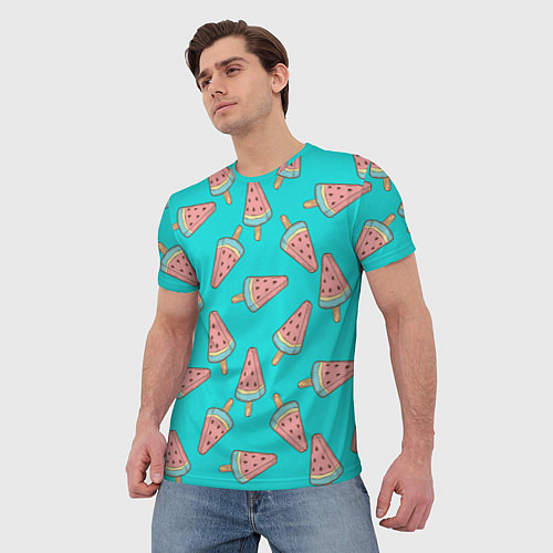 Мужская футболка Стиль арбузного мороженного / 3D-принт – фото 3