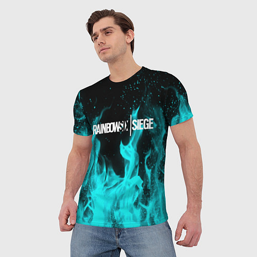 Мужская футболка R6S: Turquoise Flame / 3D-принт – фото 3