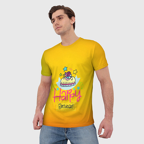 Мужская футболка Happy Birthday / 3D-принт – фото 3