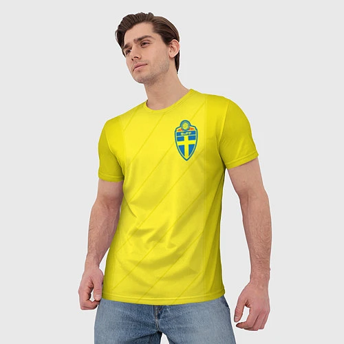 Мужская футболка Сборная Швеции: Домашняя ЧМ-2018 / 3D-принт – фото 3
