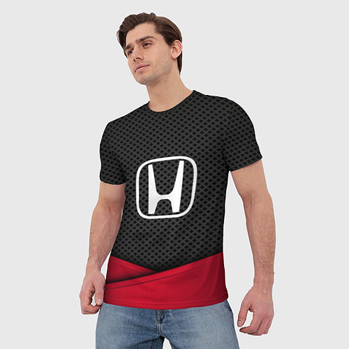 Мужская футболка Honda: Grey Carbon / 3D-принт – фото 3