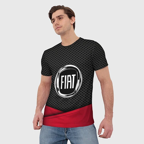 Мужская футболка Fiat: Grey Carbon / 3D-принт – фото 3