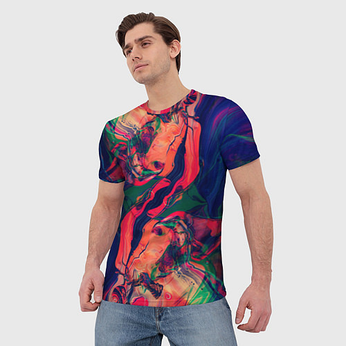 Мужская футболка Цветные разводы / 3D-принт – фото 3