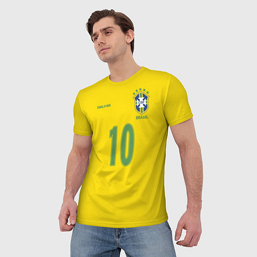 Мужская футболка Сборная Бразилии: Роналдиньо 10 / 3D-принт – фото 3