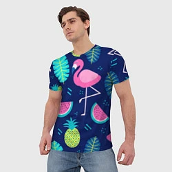 Футболка мужская Фруктовый фламинго, цвет: 3D-принт — фото 2