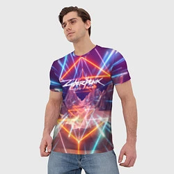Футболка мужская Cyberpunk 2077: Neon Lines, цвет: 3D-принт — фото 2