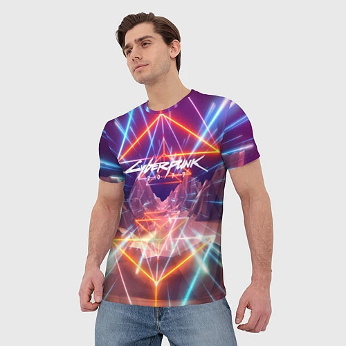 Мужская футболка Cyberpunk 2077: Neon Lines / 3D-принт – фото 3