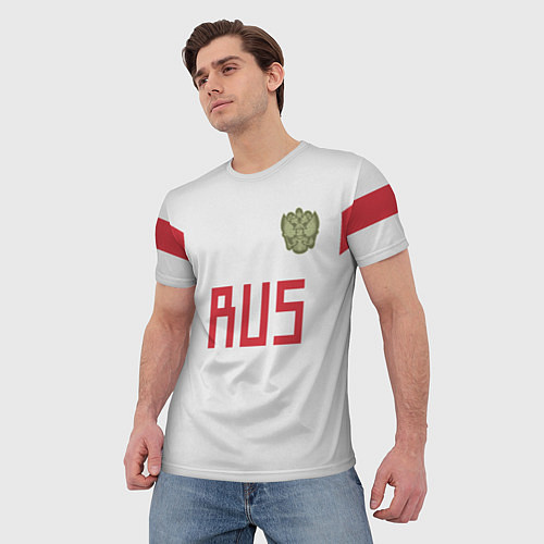 Мужская футболка Сборная России: белый стиль / 3D-принт – фото 3