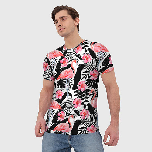 Мужская футболка Black Flamingo / 3D-принт – фото 3