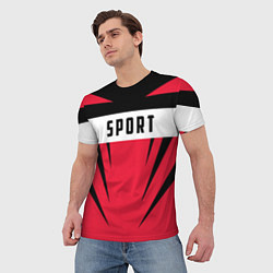 Футболка мужская Sport: Red Style, цвет: 3D-принт — фото 2