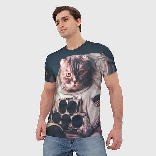 Мужская футболка Кот-астронавт / 3D-принт – фото 3