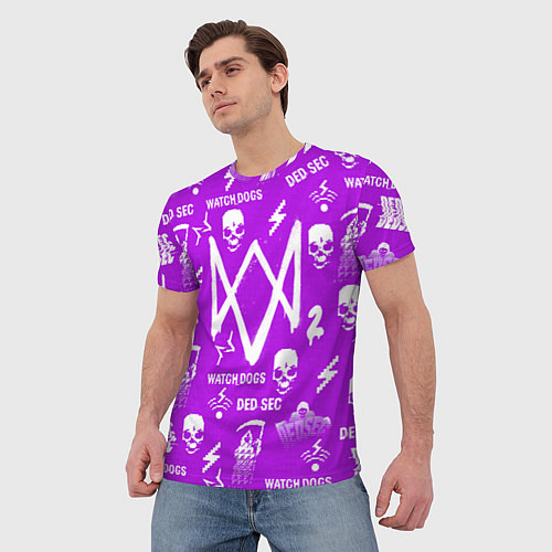 Мужская футболка Watch Dogs 2: Violet Pattern / 3D-принт – фото 3