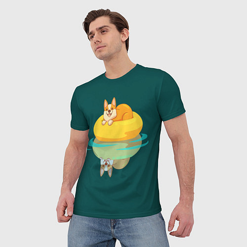Мужская футболка Корги на пончике / 3D-принт – фото 3