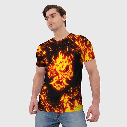 Мужская футболка Cyberpunk 2077: FIRE SAMURAI / 3D-принт – фото 3