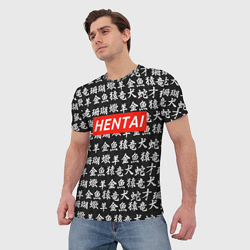 Мужская футболка Hentai Hieroglyphs / 3D-принт – фото 3