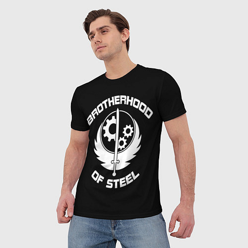 Мужская футболка Brothood of Steel / 3D-принт – фото 3