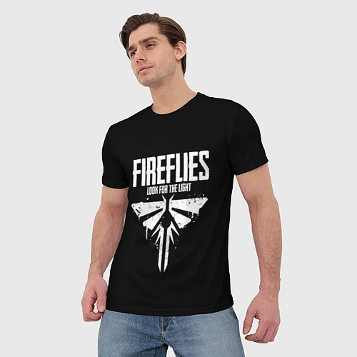 Мужская футболка Fireflies: White Logo / 3D-принт – фото 3