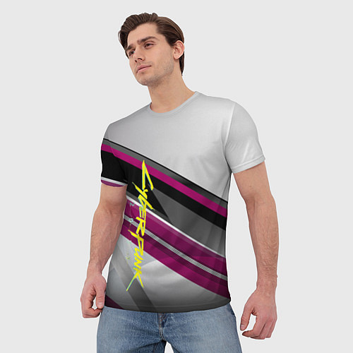 Мужская футболка Cyberpunk 2077: Violet Style / 3D-принт – фото 3