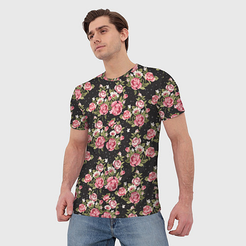 Мужская футболка Брендовые цветы / 3D-принт – фото 3