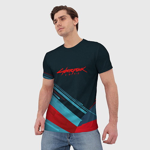 Мужская футболка Cyberpunk 2077: Geometry / 3D-принт – фото 3