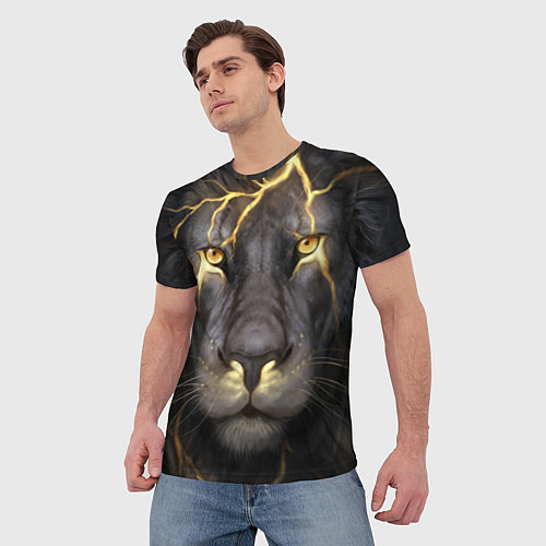 Мужская футболка Лев с молнией / 3D-принт – фото 3