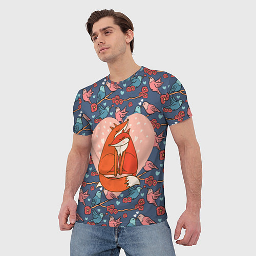 Мужская футболка Влюбленные лисички / 3D-принт – фото 3