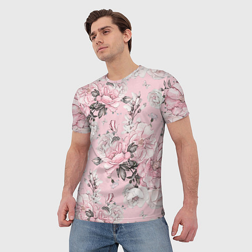 Мужская футболка Розовые розы / 3D-принт – фото 3