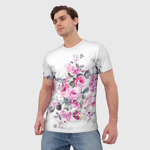 Мужская футболка Розовые розы / 3D-принт – фото 3
