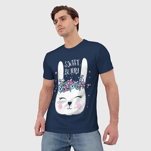 Мужская футболка Sweet Bunny / 3D-принт – фото 3