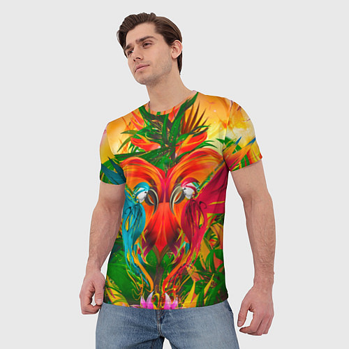 Мужская футболка Яркие тропики / 3D-принт – фото 3
