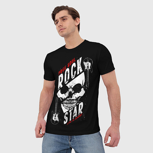Мужская футболка Free soul rock star / 3D-принт – фото 3