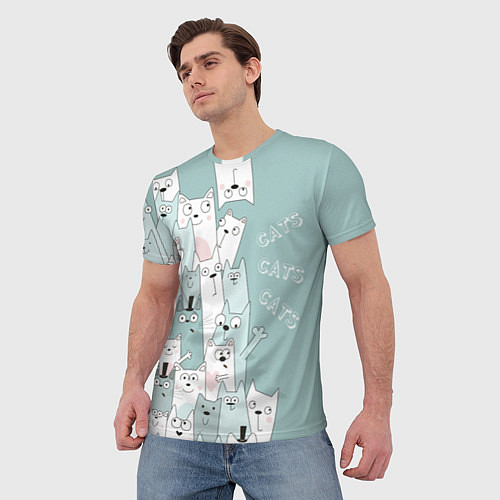 Мужская футболка Cats World / 3D-принт – фото 3