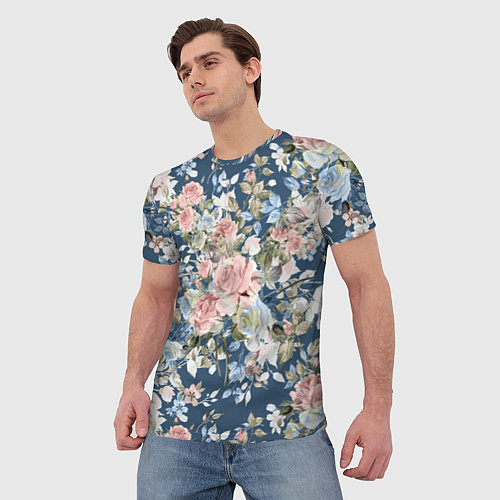 Мужская футболка Цветущие розы / 3D-принт – фото 3