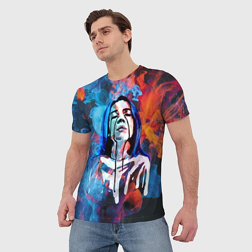 Мужская футболка Billie Eilish: Colour Smoke / 3D-принт – фото 3