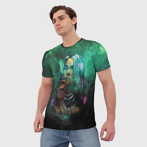 Мужская футболка Billie Eilish: Green Space / 3D-принт – фото 3