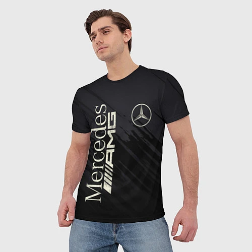Мужская футболка Mercedes AMG: Black Edition / 3D-принт – фото 3
