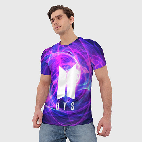 Мужская футболка BTS: Violet Neon / 3D-принт – фото 3
