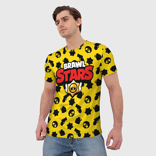 Мужская футболка Brawl Stars: Yellow & Black / 3D-принт – фото 3