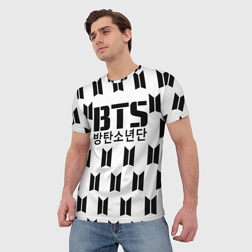 Мужская футболка BTS: White Pattern / 3D-принт – фото 3