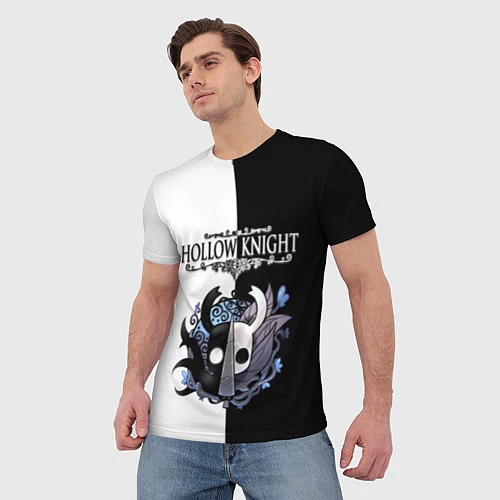 Мужская футболка Hollow Knight Black & White / 3D-принт – фото 3