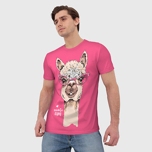 Мужская футболка Romantic - llama / 3D-принт – фото 3