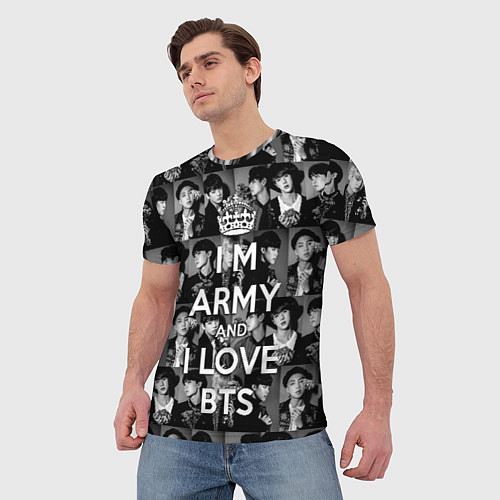 Мужская футболка I am army and I lover BTS / 3D-принт – фото 3