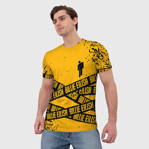 Мужская футболка BILLIE EILISH: Yellow Tape / 3D-принт – фото 3