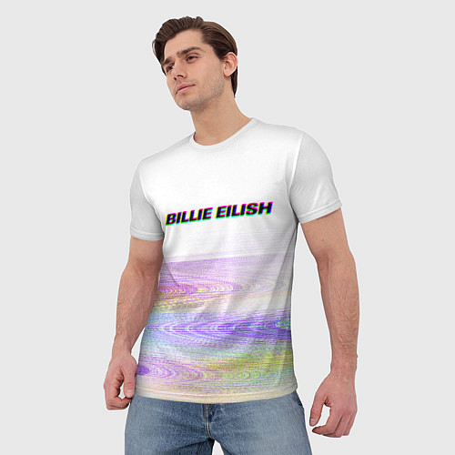 Мужская футболка BILLIE EILISH: White Glitch / 3D-принт – фото 3