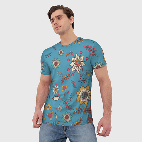 Мужская футболка Цветочный рай узор / 3D-принт – фото 3